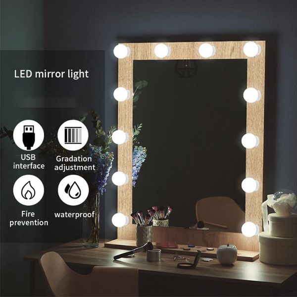 

usb led makeup lamp wall light beauty 2 6 10 14 bulbs kit for dressing table stepless dimmable hollywood vanity mirror light