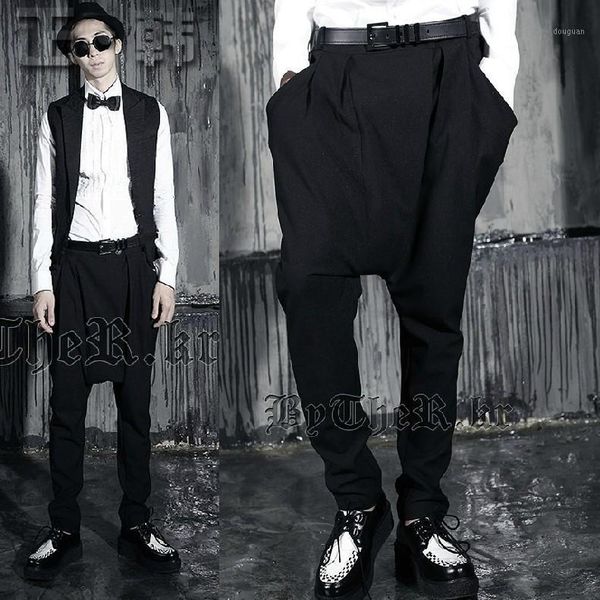 

27-44 2021 men's clothing fashion plus size dress lose hair stylist drop crotch pants harem trousers singer costumes, Black