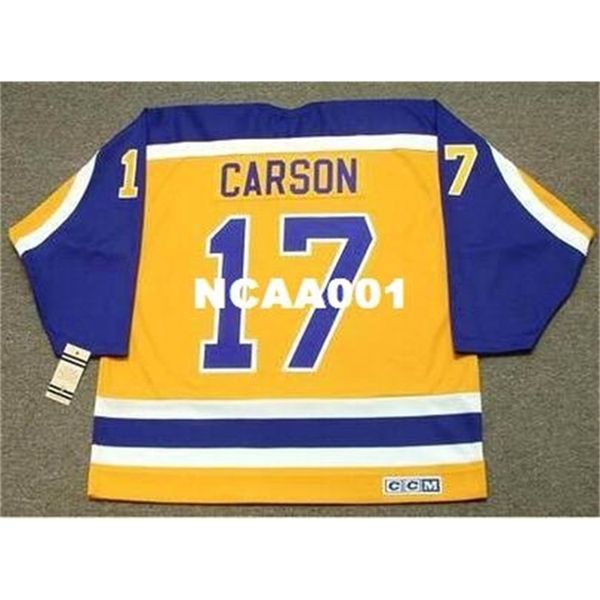 

668 #17 jimmy carson los angeles kings 1987 ccm vintage retro hockey jersey or custom any name or number retro jersey, Black