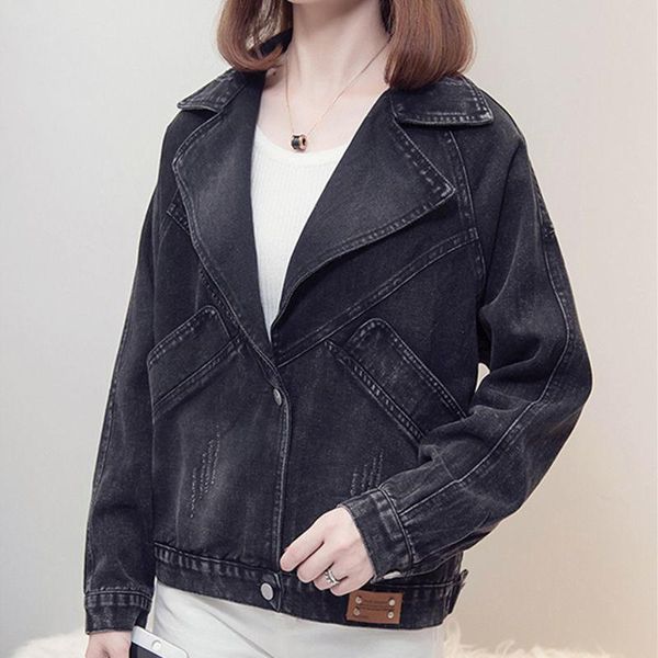 

women's jackets women denim jacket spring autumn plus size 5xl loose full sleeve fashion female korean casual cowboy outwear overcoat, Black;brown