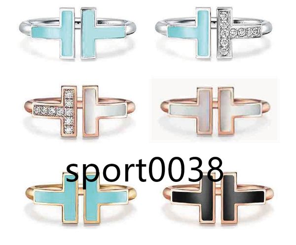 

the new double t-shaped opening 925 sterling silver band rings, 1.1with original logo fashion woman jewelry ring