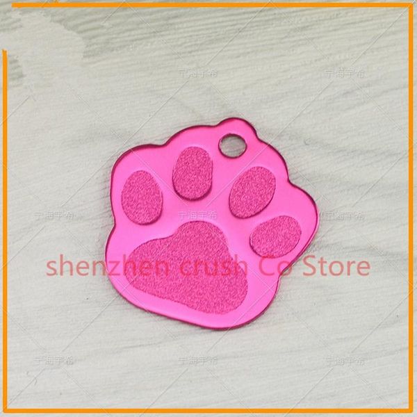 

dog apparel 1000pcs/lot wholesale aluminum pet name tag craved mobile number simple footprint id 3 colors dit-026