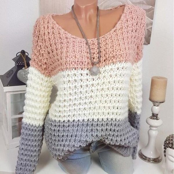 

patchwork sweater jumper knitwear 2021 fashion slim women's sweaters and pullovers female, White;black