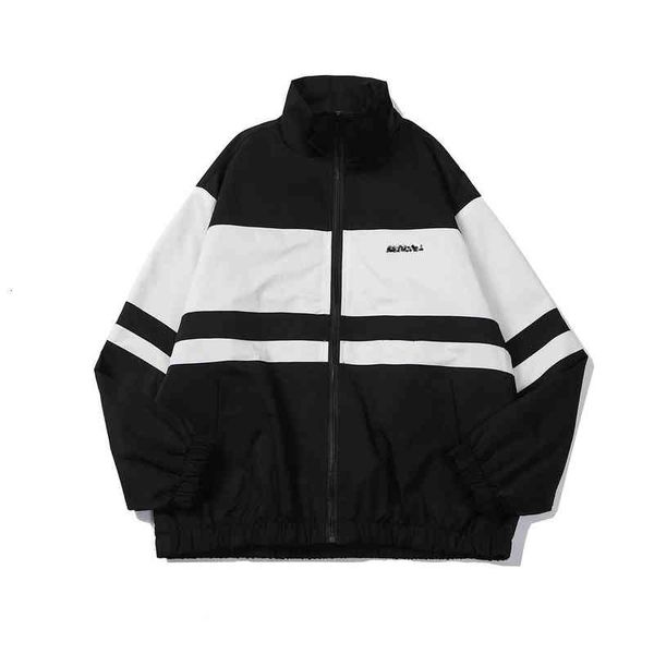 

men's jackets 21ss spring autumn casual jacket male clothing zipper collar printed loose mens windbreaker sportswear mwfn, Black;brown