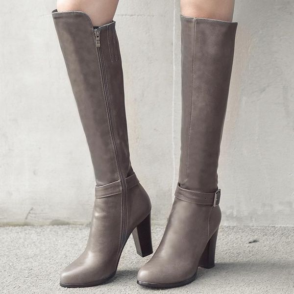 

boots ymechic winter 2021 black brown knight high heel female botas block heels ride long knee ladies shoes 34-43