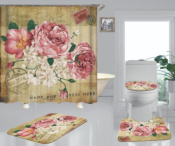 

shower curtains fashion flowers curtain bathroom waterproof polyester luxury printing for decor
