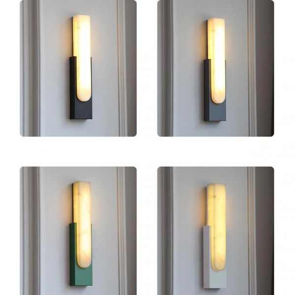 

wall lamp modern marble creative mirror light luxury nordic living room bedroom background jade sconce corridor lights