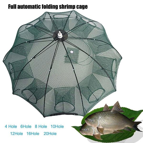 

portable fishing net nylon automatic foldable catch fish baits trap for fishes shrimp minnows crab cast mesh edf88