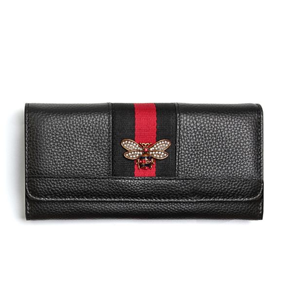 

layer cowhide women's purse leather buckle handbag lychee pattern straight purse, Red;black