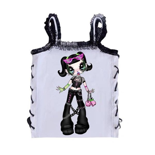 

women's tanks & camis cute e girl clothes y2k fashion streetwear black goth accessories bustier gothic, White