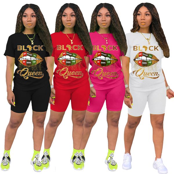 692.Tute da donna stilista stampa T-shirt pantaloncini pantaloni due pezzi di alta qualità in bianco e nero giallo rosso multi colore manica corta S-XXL