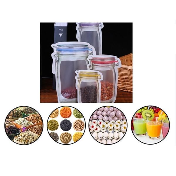 

mason jar bottle bag nut candy cookie bag sealing ring fresh food storage bag snack zipper sealed kitchen storage bags h2101