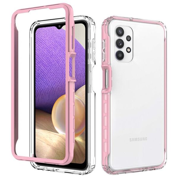 

cell phone pouches 360 full body crystal transparent silicon case samsung a32 a52 a72 a02 a12 colorful pu bumper hybrid anti armor