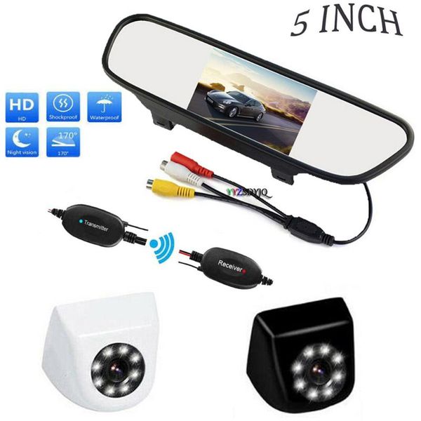 

car video wireless 5 " back up camera mirror 800 x 480 parking system rear view reverse led night vision vehicle for