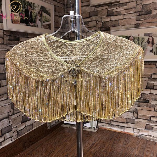 

wraps & jackets red beading wedding wrap crystal rhinestone shrugs for women bolero champagne silver stole cape bride jacket, White