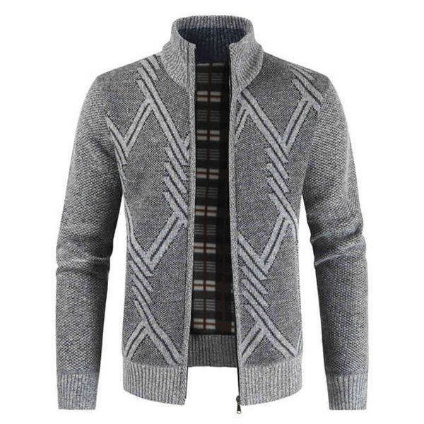 

aiopon 2020 new autumn winter solid slim fit thick fce coats casual stand collar zip et men, Black
