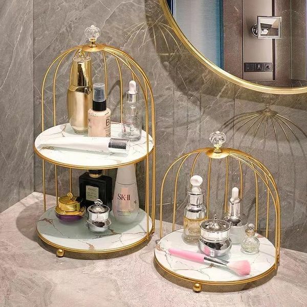 

hooks & rails cosmetic skin care product storage rack finishing table bathroom shelf luxury wrought iron makeup stand
