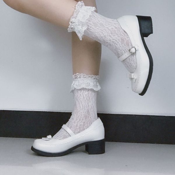 

2021 new sweet kawaii girls tea beautiful japanese party anime lolita harujuku jk uniform women's shoes mid-heels nx9t, Black