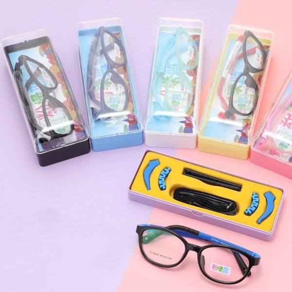 Moda de óculos de sol Frames 2021 Óculos flexíveis para crianças com copos quadrados quadrados de corda para crianças meninas de meninas Miopia Optical TR90