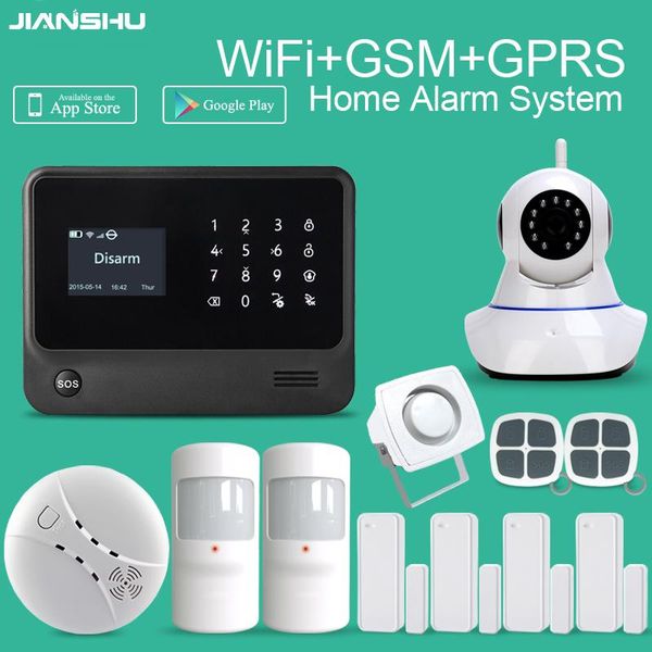 

alarm systems gsm wifi home security intruder system mobile phone app control wireless with ip cameras smoke detector
