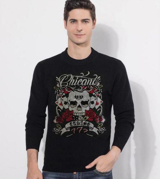 

men's sweaters nice deisgn flower and skull cool warm sweater men black turtleneck pullover slim fit jumper pull knitted clothing casua, White;black