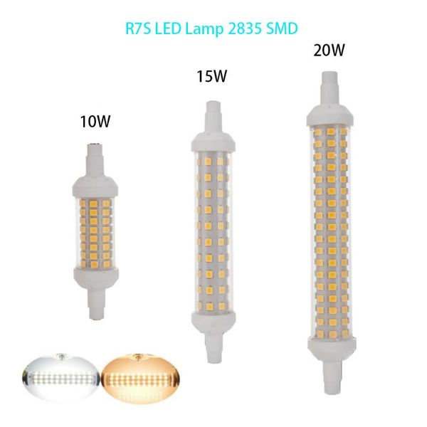 

bulbs r7s led bulb 10w 15w 20w dimmable ceramics corn light ac220v 2835 smd 78mm 118mm 135mm floodlight lamp replace halogen