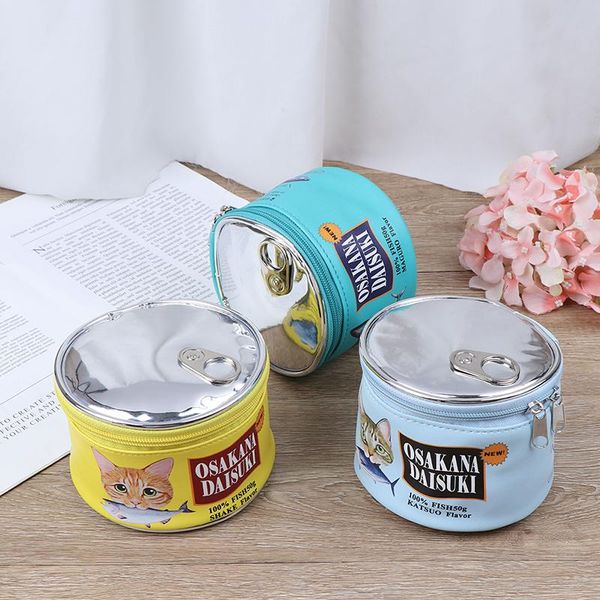 

1pc cat fish cans animal makeup bag cute bath toiletry bag wash pouch women handbag