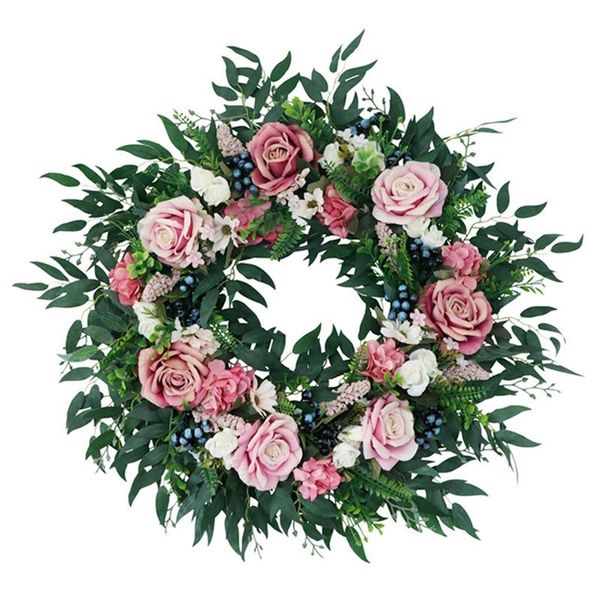 

artificial rose flower wreath with blueberry fruit for front door farmhouse wall window wedding party garden home decor