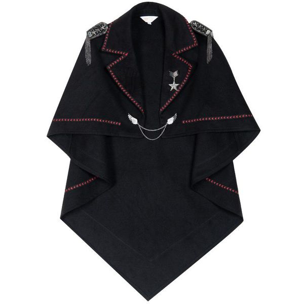 

women's wool & blends the last battle ~ gothic lolita poncho punk cape, Black