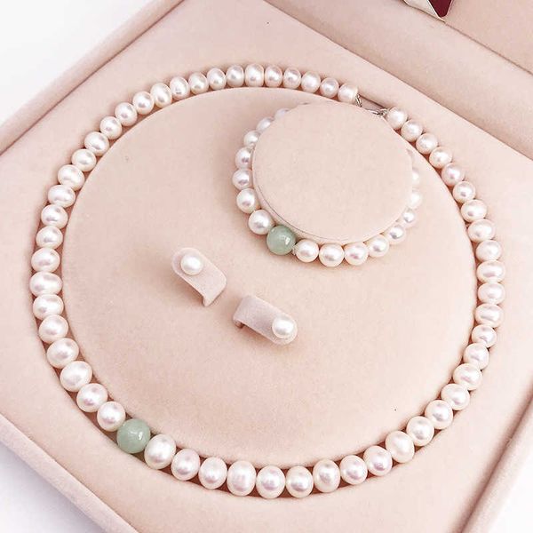 

natural pearl necklace natural jadeite jade mother's day gift to mother freshwater, Silver