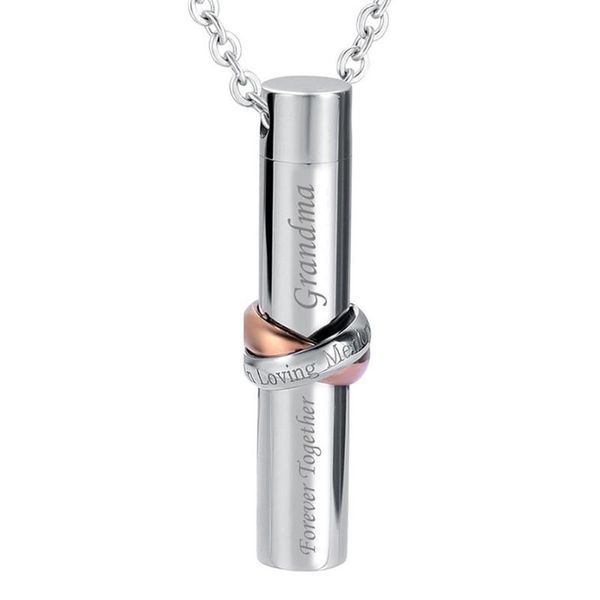 

pendant necklaces cylinder together forever letters necklace pet famliy lovers ashes memorial keepsake stainless steel openable, Silver
