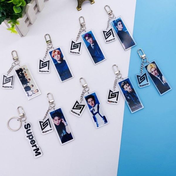 

keychains k- super m superm (taemin exo nct way v) seoul -up official keychain mark keyring kai pendant accessories, Silver