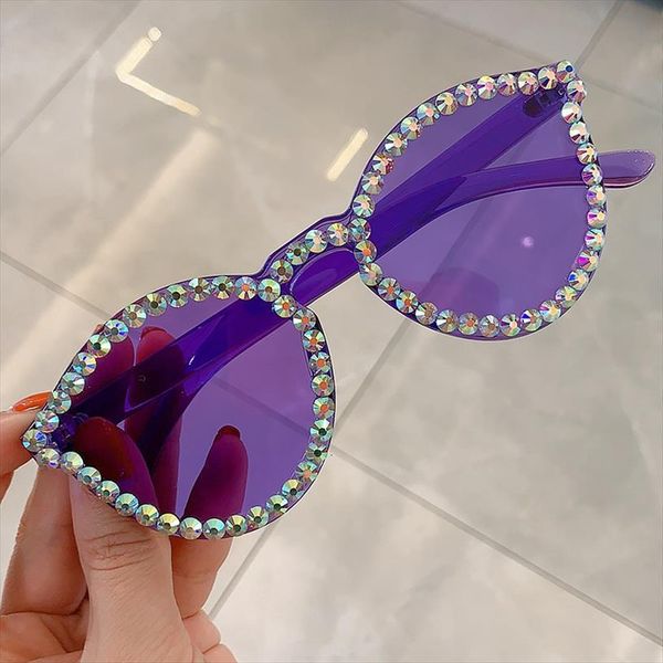 

Sexy Cat Eye Sunglasses Women Rimless Vintage Rhinestone Sun Glasses Female Lady Candy Color Eyewear Shades For Uv400, White;black