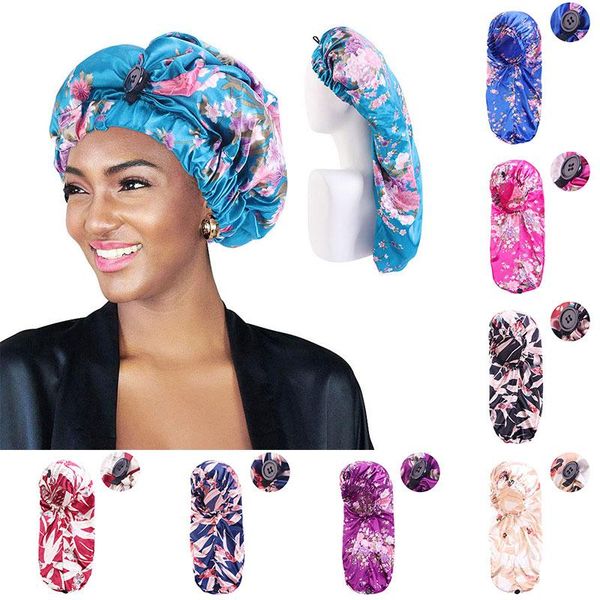 

beanie/skull caps elastic wide edge satin bonnet long hair hat sleeping hats wrap night cap care for women men unisex, Blue;gray