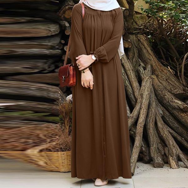 

casual dresses women vintage dubai abaya turkey hijab dress autumn sundress solid muslim islamic clothing long sleeve maxi, Black;gray