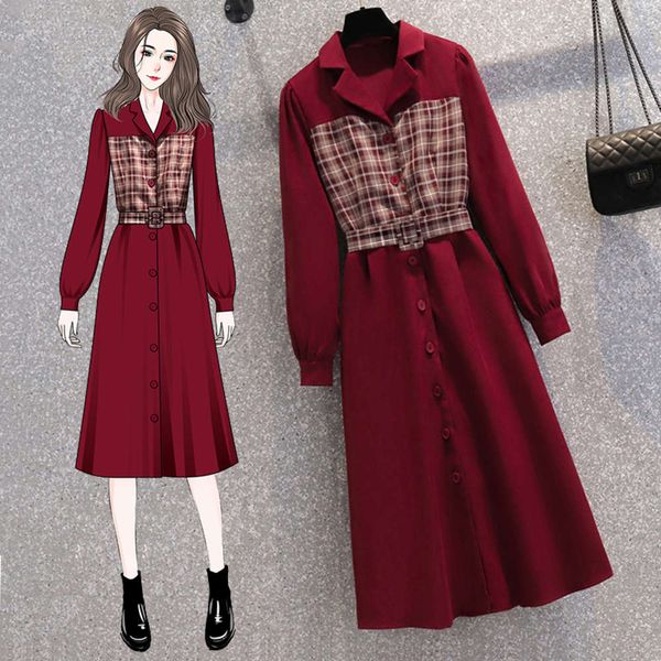 

big size women's fat sister new french style slim dress in early spring of 2021, Black;gray