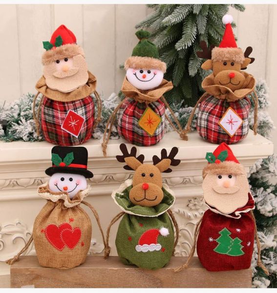

christmas decorations linen apple bag cartoon three-dimensional old man snowman child gift candy closing