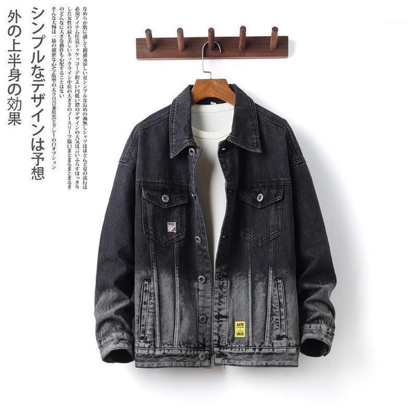 

men's jackets super ins gradient denim jacket handsome top, Black;brown