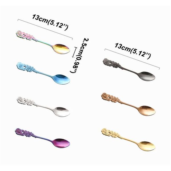 

soup spoon stainless steel gold-plated coffee tea dessert meal spoon fruit stir spoon kitchen dinnerware tableware c jlluzk xmhyard