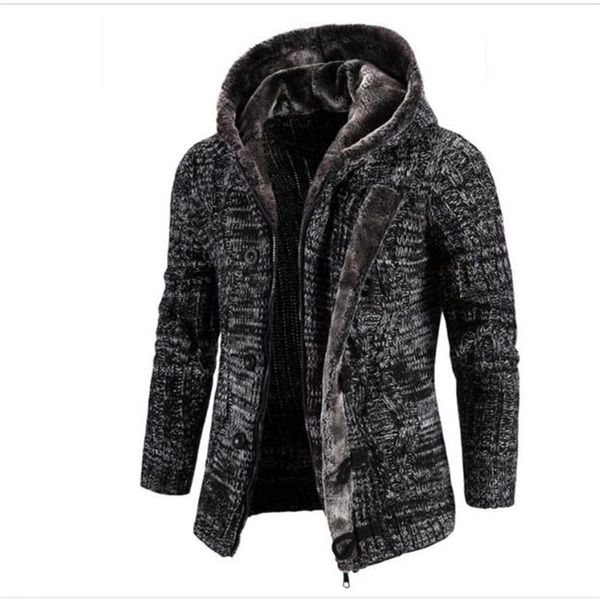 

men's sweaters 2021 winter fashion cardigan hooded sweater outdoor vintage casual thick warm kniting outerwear, White;black