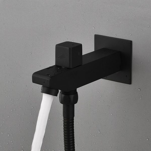 

black wall mounted brass faucet spout with connector suitable for handheld shower head spray bathrrom shower accessories