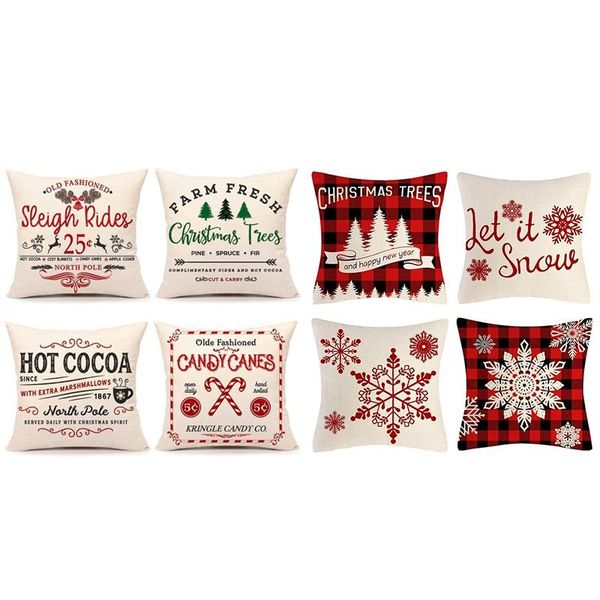 

pillow case 8 pcs farmhouse rustic christmas throw xmas decorations, 4 a & b
