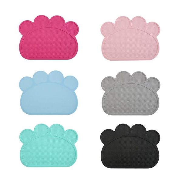 

kennels & pens pet feeding mat cute footprint pattern waterproof puppy dog bowls pad anti-slip placemat durable chew-resistant accessories