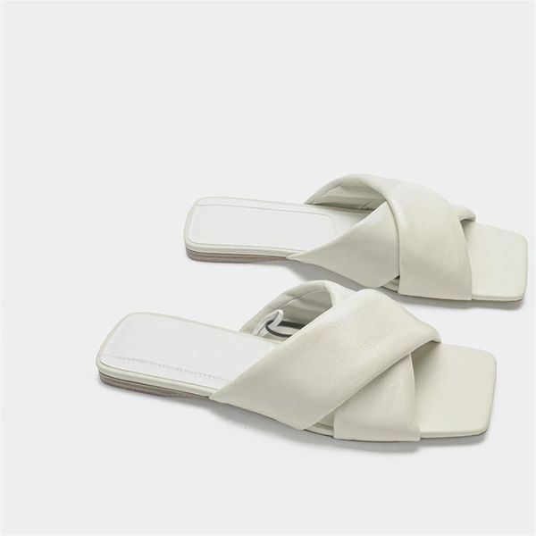 

slippers flat women summer style open-toed cross sandals fashion lazy beach shoes, Black