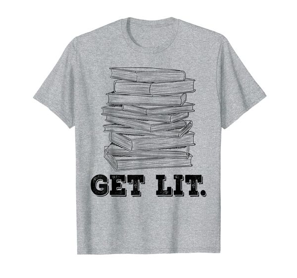 

get lit books reading t-shirt, White;black