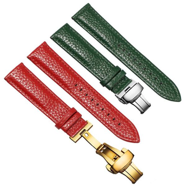 

watch bands cow leather watchband 20 22mm black red green strap for huawei gt2/2e honor magic 2 chain quick release, Black;brown