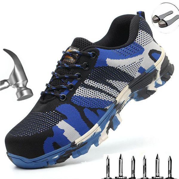 

boots 2021 indestructible men's steel toe shoes work safety camouflage army, Black