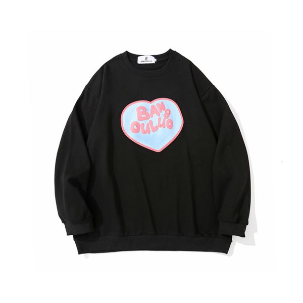 

sweatshirts love letter printed hoodless sweater mens fashion brand loose round neck long sleeve trend bottom shirt hoodie, Black