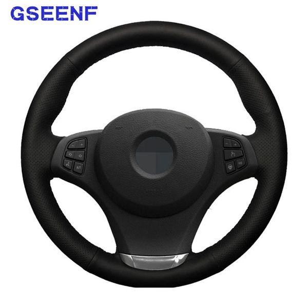 

steering wheel covers car cover black genuine leather comfortable non-slip for e83 x3 2003-2010 e53 x5 2004-2006