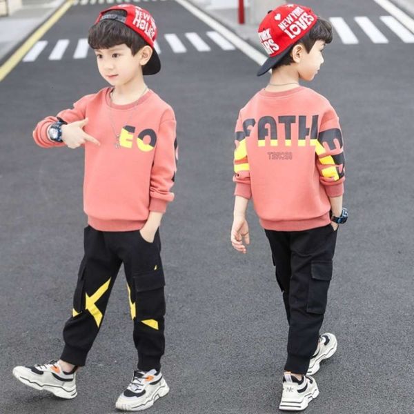 

new baby 2020 spring suit boys' and middle school sports two piece children's leisure cloth, White